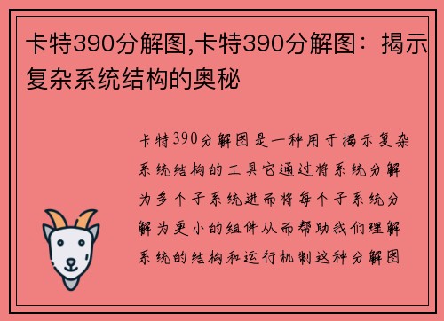 卡特390分解图,卡特390分解图：揭示复杂系统结构的奥秘